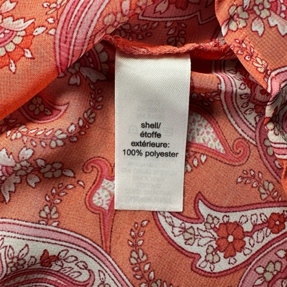 Maurices- Women's Vintage Sheer Vibrant Orange Paisley Print Blouse Size: Medium - Picture 5 of 7